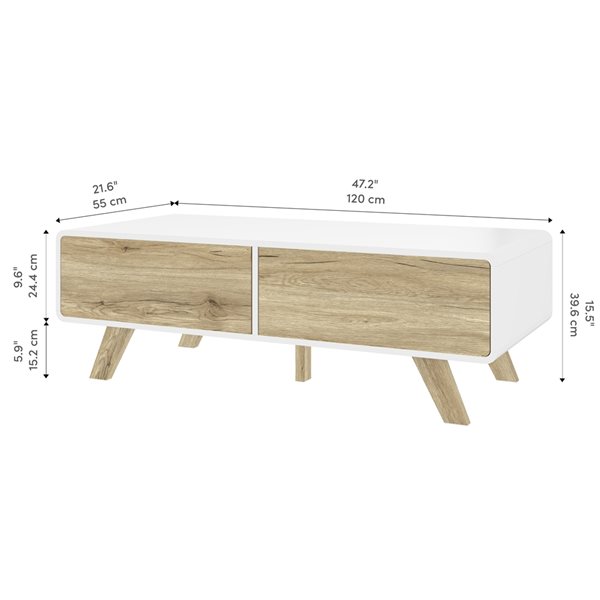 Table basse Alhena par Bestar en composite blanc