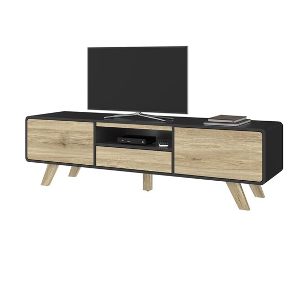 Bestar Alhena Black and Light Brown TV Stand