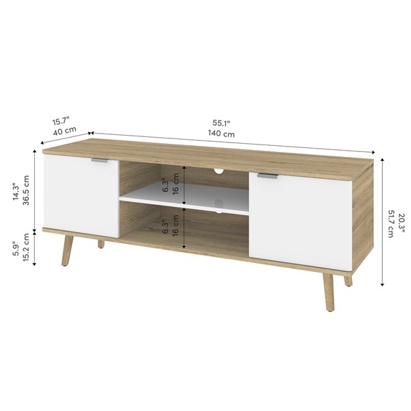 Bestar Procyon Brown and White TV Stand