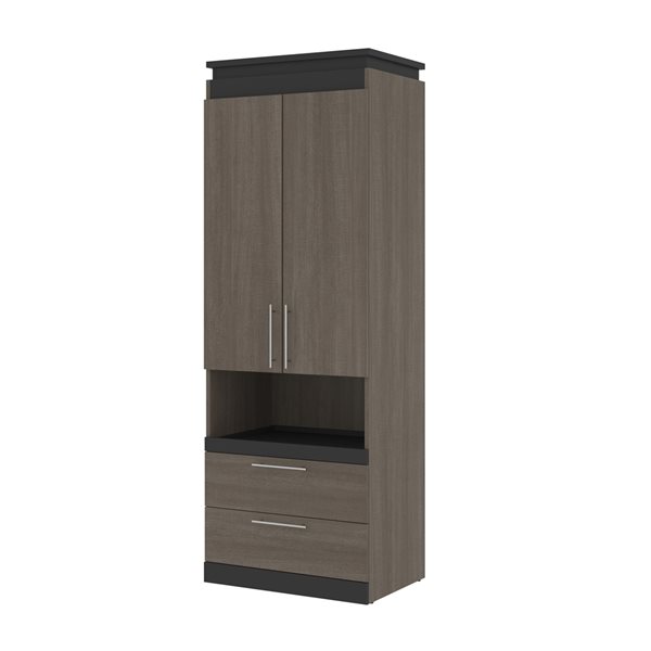 Bestar Orion 30-in Bark Grey and Graphite Armoire with Pull-out Shelf