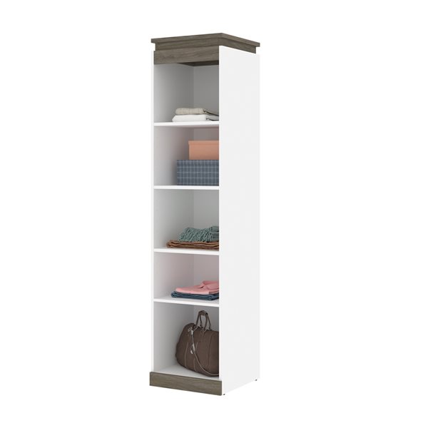 Bestar Orion 20-in White and Walnut Grey Shelving Unit