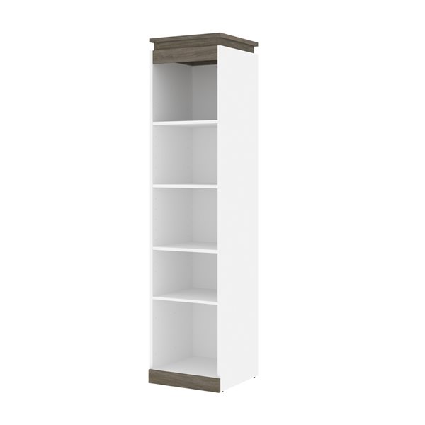 Bestar Orion 20in White and Walnut Grey Shelving Unit 116162000017 RONA