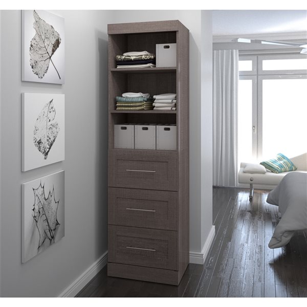 Bestar Pur 25-in Bark Grey Armoire with 3 Drawers