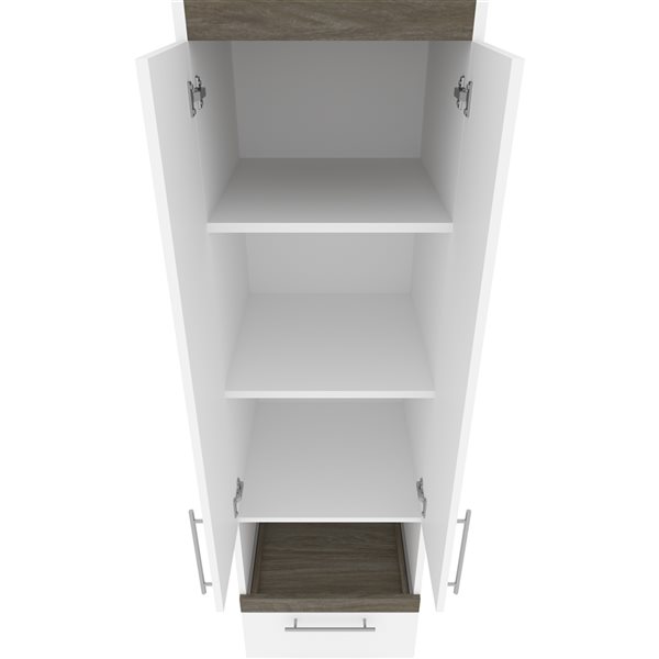Bestar Orion 20-in Walnut Grey and White Armoire with Pull-out Shelf