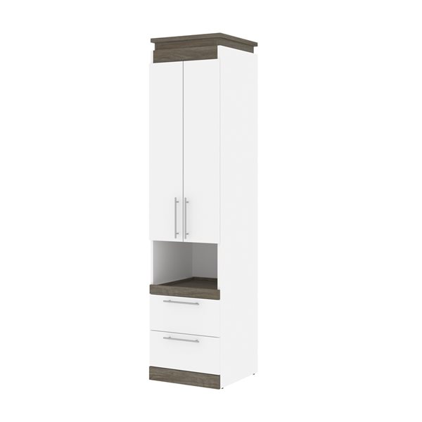 Bestar Orion 20-in Walnut Grey and White Armoire with Pull-out Shelf
