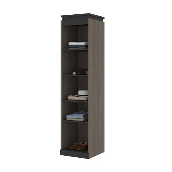 Bark Grey And Graphite Shelving Unit, Orion Wide 3 Shelf Bookcase