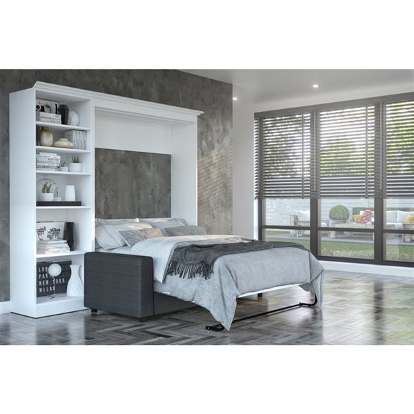 Bestar Versatile 84-in White Full Murphy Bed Integrated Storage