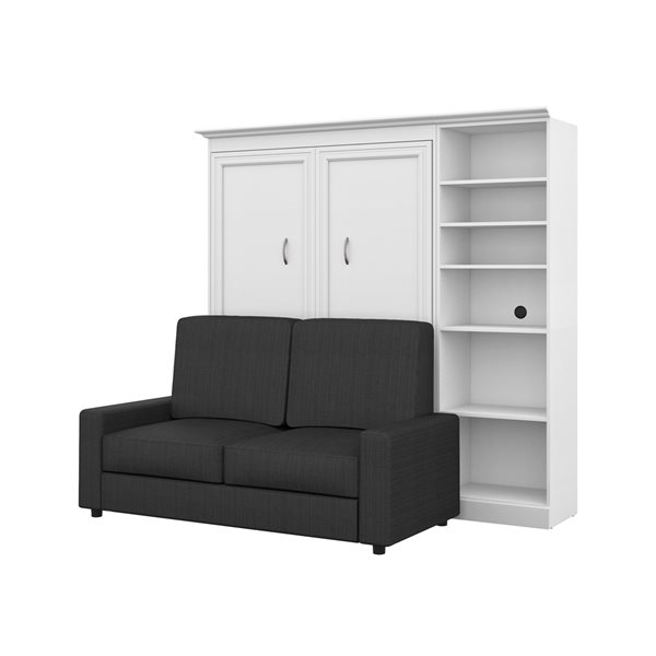 Bestar Versatile 84-in White Full Murphy Bed Integrated Storage