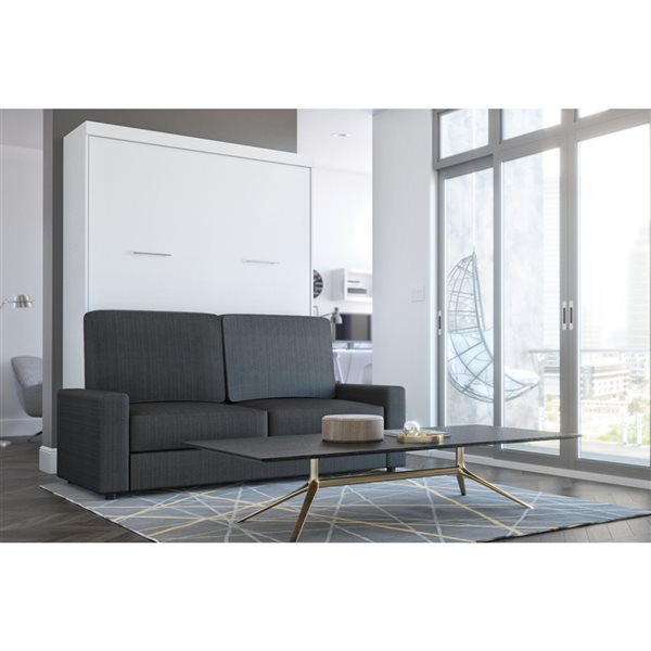 Bestar Nebula 78-in White Queen Murphy Bed with Sofa