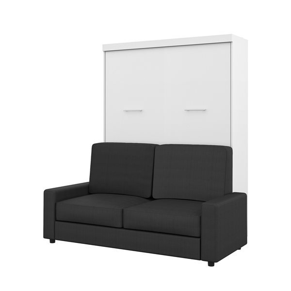 Bestar Nebula 78-in White Queen Murphy Bed with Sofa