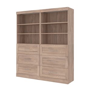 Bestar Pur 72-in Rustic Brown Closet Organizer with Drawers