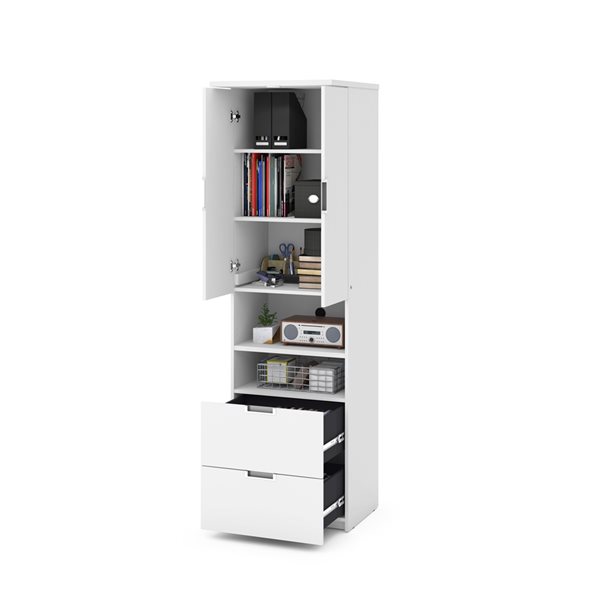 Bestar Lumina 24-in White Armoire with 2 Drawers