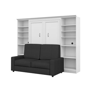 Bestar Versatile 109-in White Full Murphy Bed Integrated Storage with Sofa