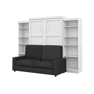 Bestar Pur 115-in White Queen Murphy Bed Integrated Storage with Sofa