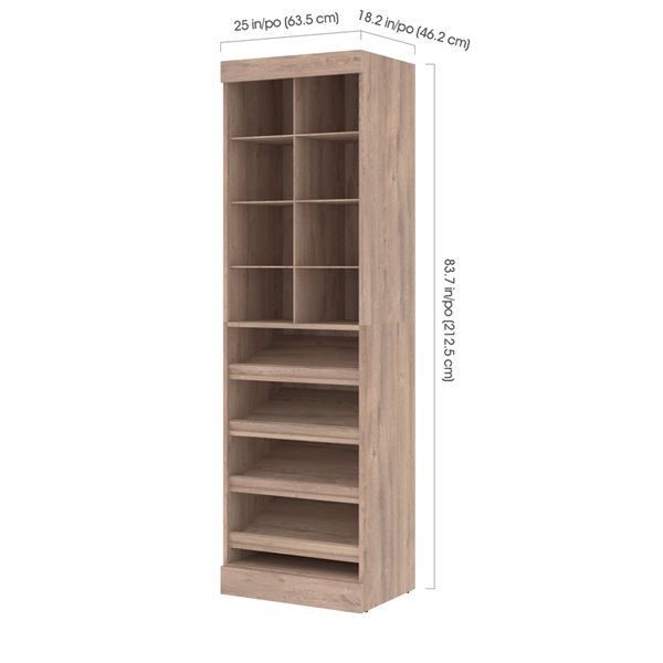 Bestar Pur 25-in Rustic Brown Closet Organizer