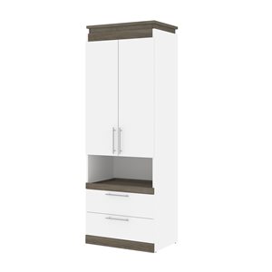 Bestar Orion 30-in White and Walnut Grey Armoire with Pull-out Shelf