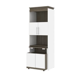 Bestar Orion 30-in Walnut Grey and White Shelving Unit with Fold-out Desk