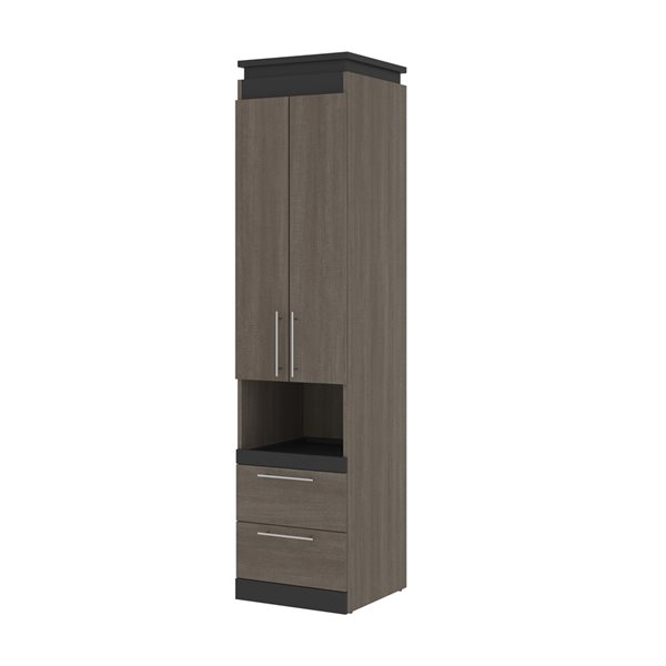 Bestar Orion 20-in Bark Grey and Graphite Armoire with Pull-out Shelf