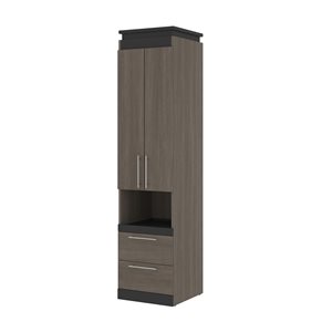 Bestar Orion 20-in Bark Grey and Graphite Armoire with Pull-out Shelf
