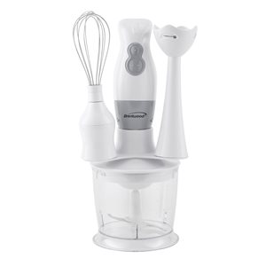 Brentwood 25-oz. 2-Speed White 200 W Hand Blender and Food Processor with Balloon Whisk