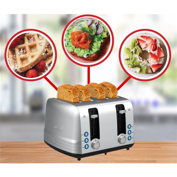 Brentwood 4-Slice Silver 1500 W Select Toaster with Extra Wide Slots