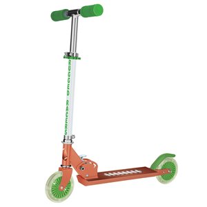 Rugged Racers 2-Wheel Orange and Green Football Design with LED Lights Kids Scooter