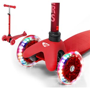 Rugged Racers 3-Wheel Red with LED Lights Kids Scooter