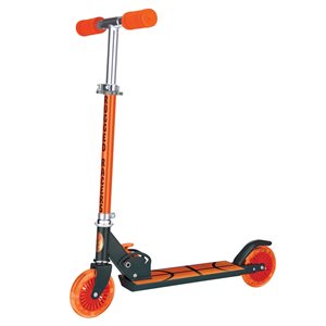 Trottinette pour enfants de Rugged Racers orange à 2 roues avec design de ballon de basketball et lumières à DEL