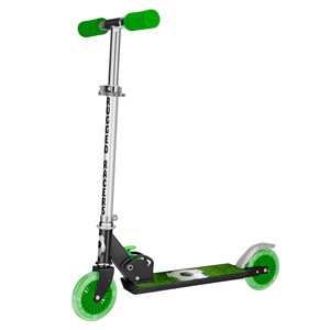 Rugged Racers 2-Wheel Green Soccer Design with LED Lights Kids Scooter