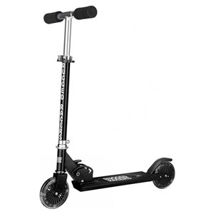 Trottinette pour enfants de Rugged Racers noire à 2 roues avec lumières à DEL