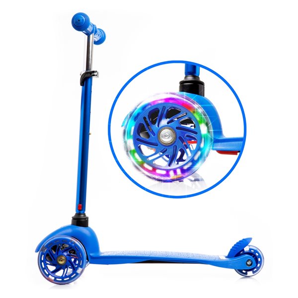 Hurtle ScootKid Trottinette à 3 roues pour tout-petits avec roues LED Bleu  