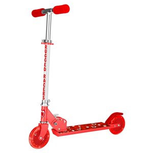 Trottinette pour enfants de Rugged Racers rouge à 2 roues avec imprimé de cœurs et lumières à DEL