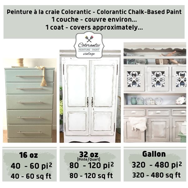 Peinture à la craie Ballerine par Colorantic, blanc cassé, 1/2 gal