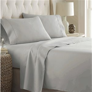 Marina Decoration Queen Cotton Blend 4-Piece Bed Sheets - Silver