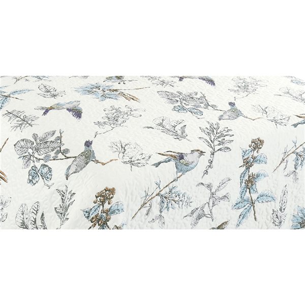 Marina Decoration White/Blue Floral Twin Quilt Set - 2-Piece