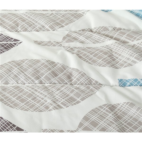 Marina Decoration White/Grey Floral Twin Comforter Set - 5-Piece