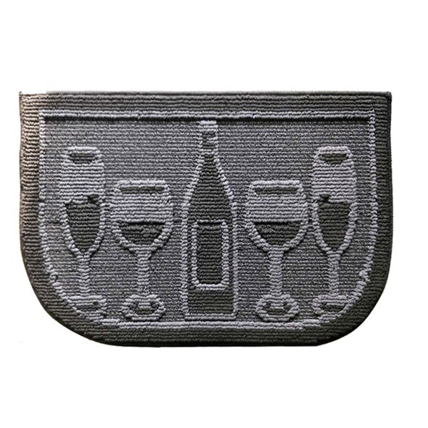 Nova Home Collection Non-Slip Soft 18-in x 30-in Kitchen Rug Mat, Black Wine Cheers, Half Moon Shape