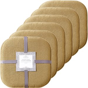 Marina Decoration Taupe Memory Foam Chair Pad Nonslip Rubber Cushion - 6-Pack