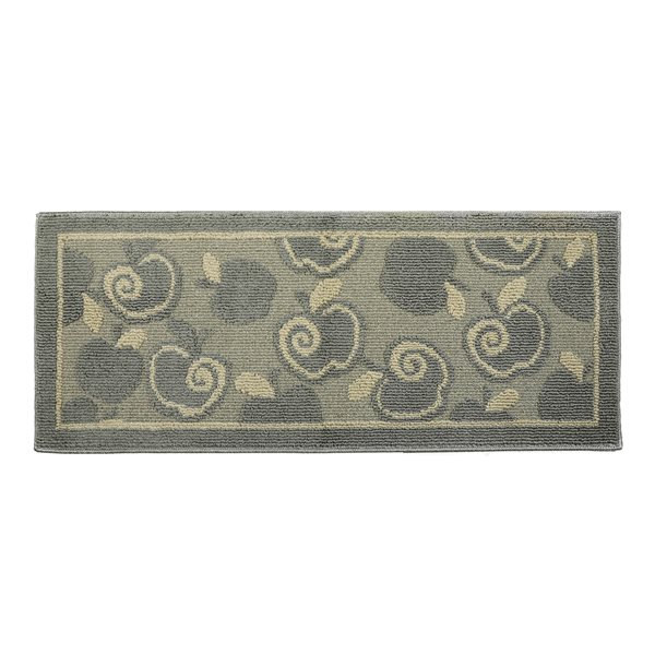 Tapis de cuisine argent antidérapant rectangulaire de 20 po x 48 po par Nova Home Collection, pomme, ens. de 2