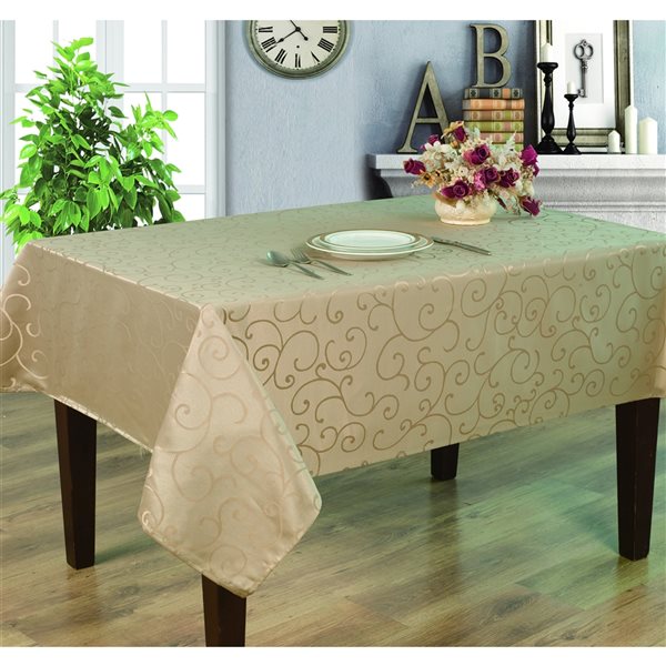 Home Secret Indoor Taupe Table Cover 120-in x 60-in Rectangular