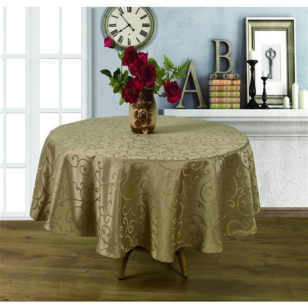 Home Secret Indoor Taupe Table Cover 90-in x 90-in Round