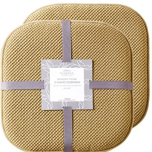 Marina Decoration Taupe Memory Foam Chair Pad Nonslip Rubber Cushion - 2-Pack