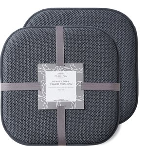 Marina Decoration Grey Memory Foam Chair Pad Nonslip Rubber Cushion - 2-Pack