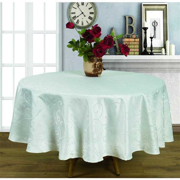 Home Secret Indoor White Table Cover 60-in x 60-in Round