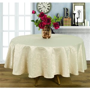 Home Secret Indoor Cream Table Cover 90-in x 90-in Round