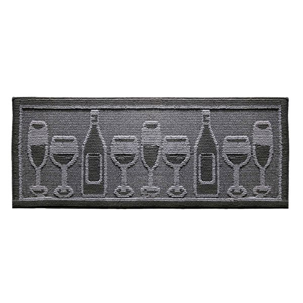 Nova Home Collection Non-Slip Soft 20-in x 48-in Kitchen Rug Mat, Black Wine Cheers, Oblong Shape