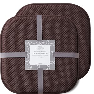 Marina Decoration Brown Memory Foam Chair Pad Nonslip Rubber Cushion - 2-Pack
