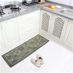 Nova Home Collection Non-Slip Soft 20-in x 48-in Kitchen Rug Mat, Silver Apple, Oblong Shape