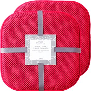 Marina Decoration Red Memory Foam Chair Pad Nonslip Rubber Cushion - 2-Pack