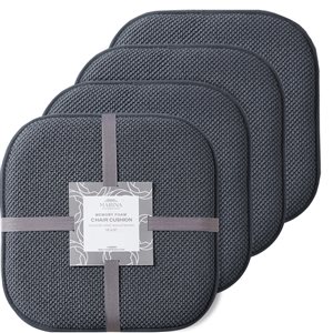 Marina Decoration Grey Memory Foam Chair Pad Nonslip Rubber Cushion - 4-Pack